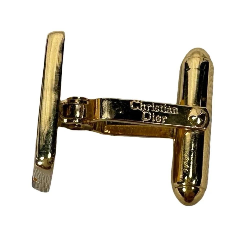 Vintage Christian Dior Mens Gold Silver Tone CD Logo Cufflinks and Tie Clip Set